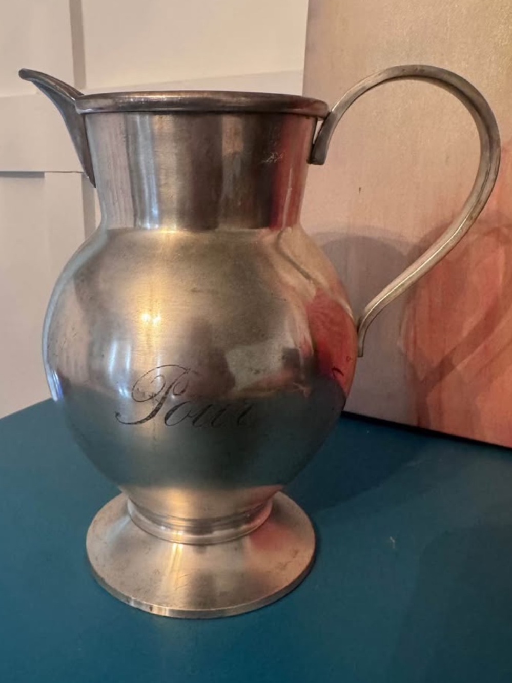 Pottery Barn Silver Metal Pitcher